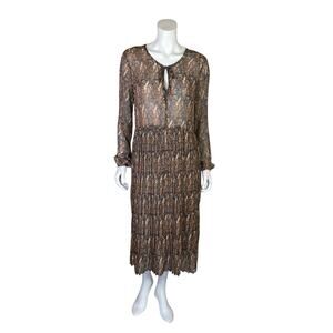 Neo Noir | Women's Yellow/Navy Blue Floral Paisley Print Midi Dress | Size: L